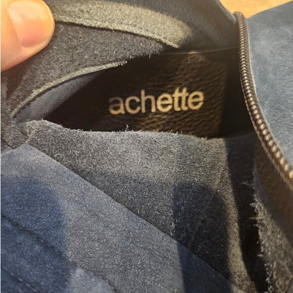 Arche x Achette Blue Night Nubuck Leather Knee High Heeled Boot sz 36 US 5 Basic - Picture 5 of 9